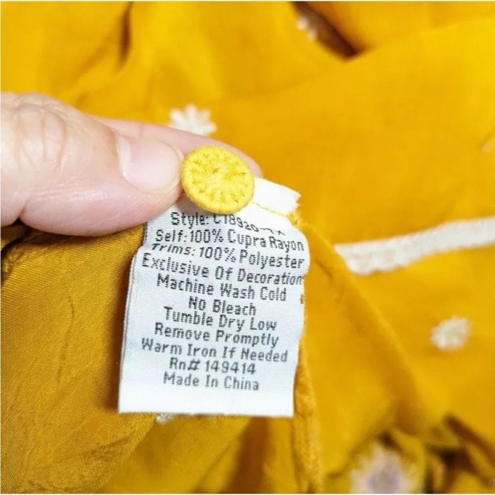 RARE Johnny Was Tove Tove Yellow Floral Embroidered Button Down BlouseSz S XC - Picture 11 of 13